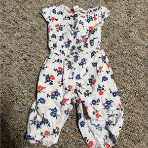 Old Navy Kids Floral Jumpsuit - White with Blue and Red Flowers